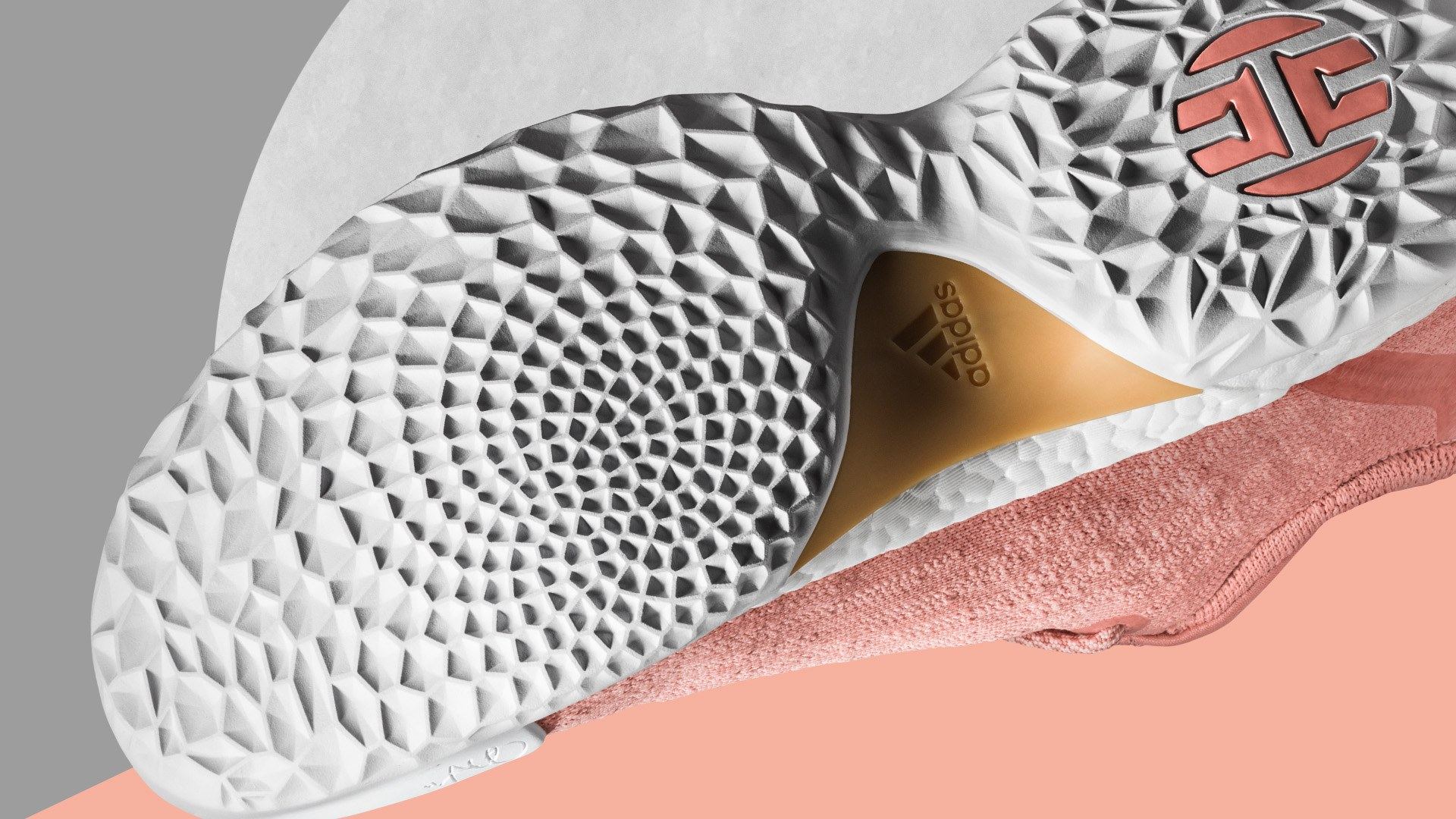Harden LS pink colorway outsole with a radial traction pattern.