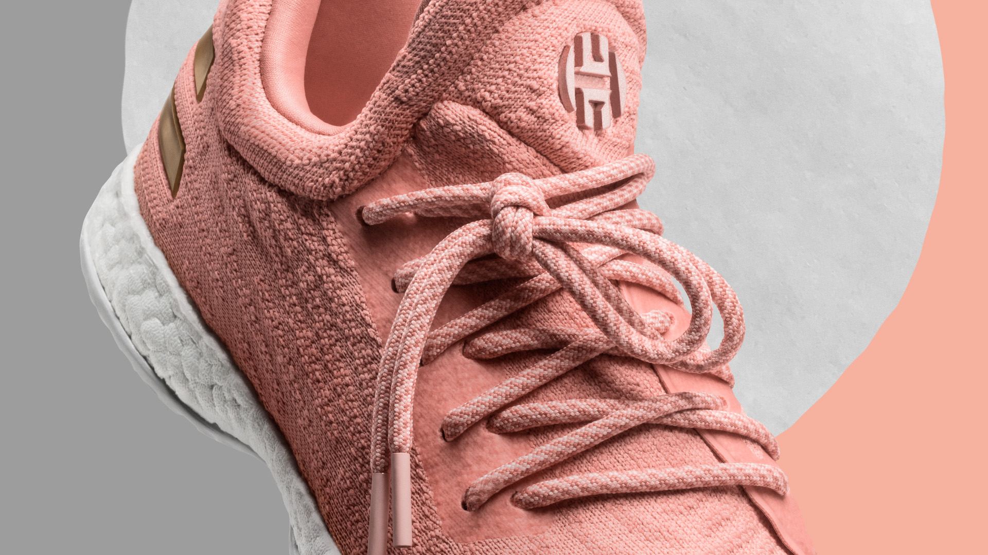 Harden LS pink colorway, tongue logo and lacing.