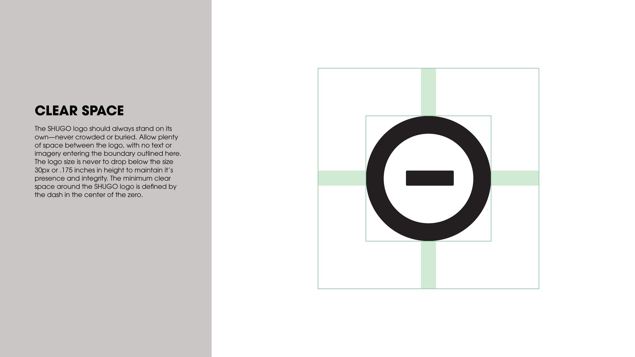 Clear space for the logo mark, set inside a construction grid.