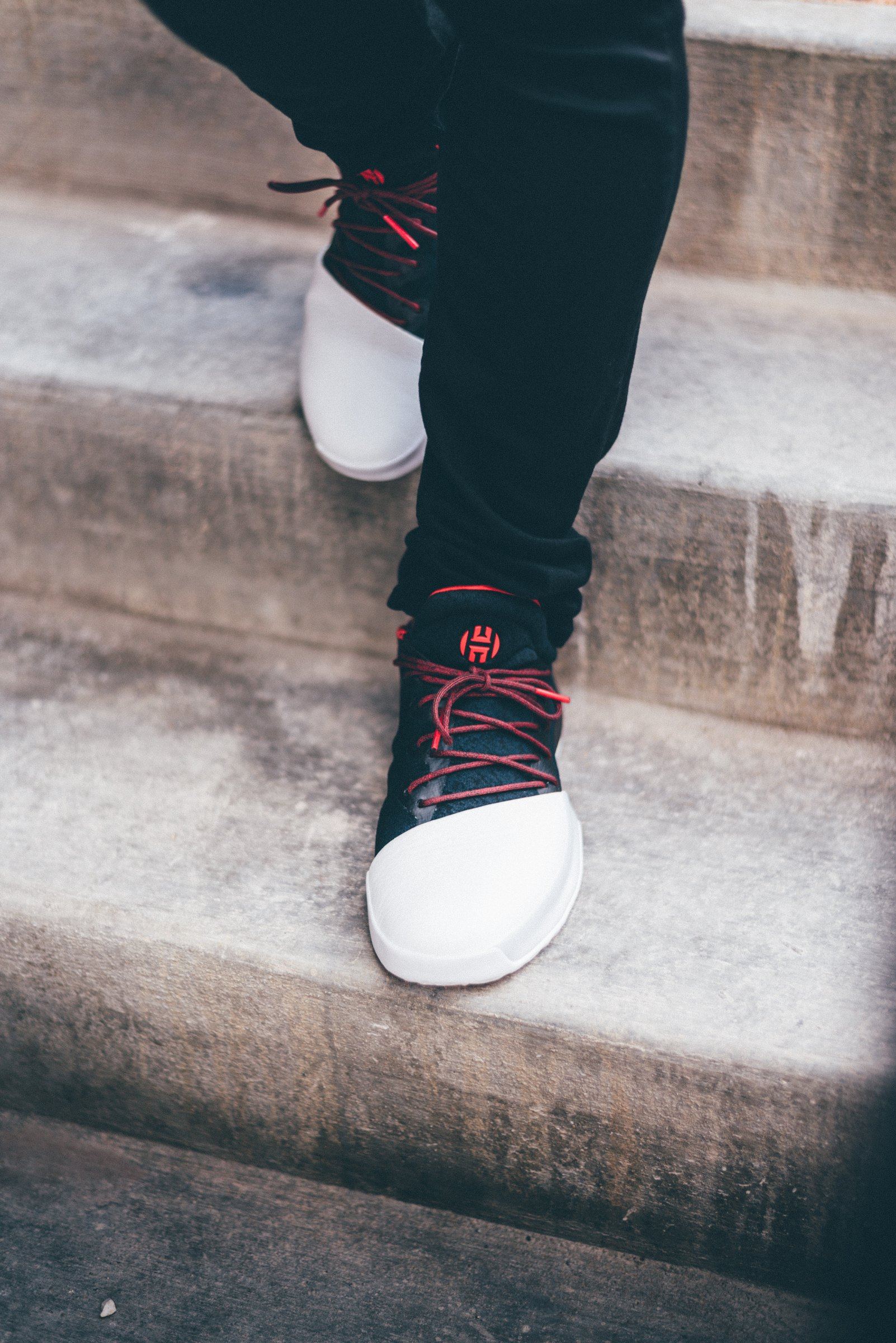 Harden Vol. 1 worn on concrete stairs.